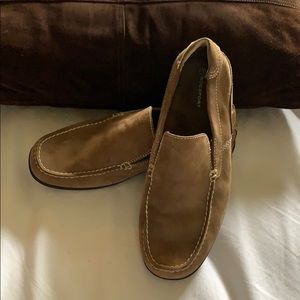 Tan suede loafers by rockport